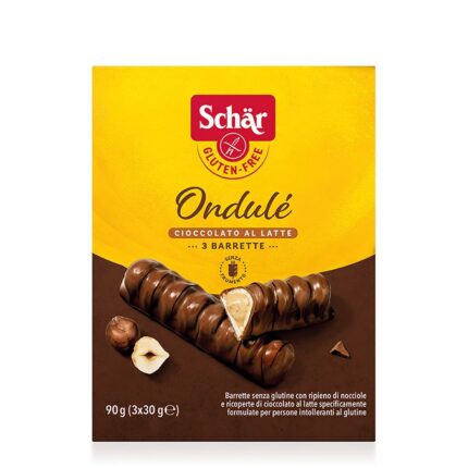 VAFLJI Z LEŠNIKOVO KREMO IN ČOKOLADNIM PRELIVOM BREZ GLUTENA – ONDULE, 90 g